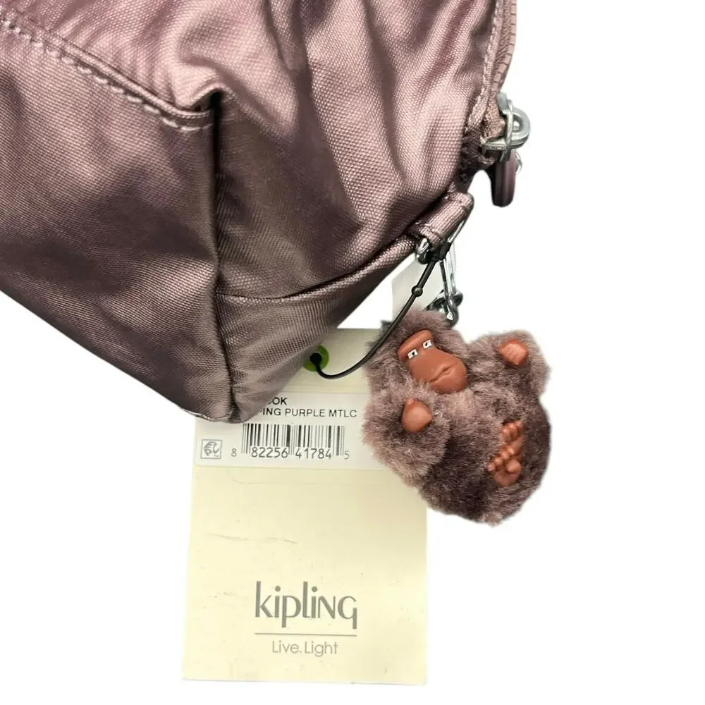 Kipling Zadok Cosmetic Bag Zadok purple Metallic Monkey Keychain Pouch - Picture 3 of 8